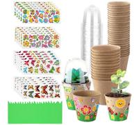 Macetas Kit Artesanal de Maceteros de Papel | 30 Macetas Balcón, Cúpulas, 20 Pegatinas divertida manualidad artesanal cultivo infantil en hogar, jardín e interior