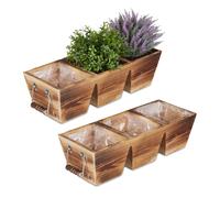 Macetas madera jardinera triple tiesto vintage maceta decorativa 1,5 L 720 g