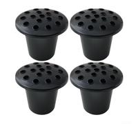 Macetas negras con tapas, 13 cm de diámetro superior x 11 cm de altura, paquete de 2 o 4 unidades, para decoraciones de tumbas y arreglos florales, elegante diseño de plástico resistente (4 piezas)