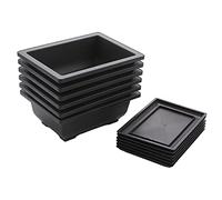 Macetas para bonsái de 6 piezas - Bandeja húmeda profunda clásica con red integrada para plantas, flores, macetas cuadradas de plástico