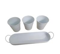 Macetas para plantas de interior - 3 unidades, contenedor moderno para plantar, metal plantador | Tray Detachable Included For Vanilla, Kitchen, Nursery, Garden, Outdoor, Drainage, Watering