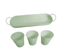Macetas para plantas de interior - Jarrón de metal para guardería de 3 piezas con bandeja desmontable, macetas duraderas para fácil riego y drenaje | Elegantes soportes para plantas para cocina, jardí