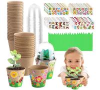 Macetas para Plantas Kit Artesanal de Maceteros de Papel | 30 Macetas Balcón, Cúpulas, 20 Pegatinas divertida manualidad artesanal cultivo infantil en hogar, jardín e interior