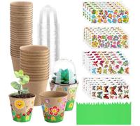 Macetas Pequeñas para Plantas Kit Artesanal de maceteros en Papel para | 30 Macetas Balcón, Cúpulas, 20 Pegatinas diversión en sembrar y crecer para primavera, aula, interior y exterior