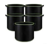 Macetas redondas de tela para cultivar, paquete de 5 bolsas no tejidas de 315 galones, diseño resistente para una mejor aireación de raíces y control de humedad (3 galones/11.35 L)