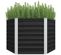 Macetero alto para jardín, color antracita, para jardín, terraza, 129 x 129 x 77 cm, acero galvanizado