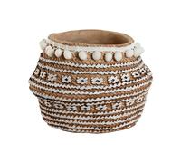 Macetero cemento 25x25x18 pompones marron , El mejor complemento para tu hogar.