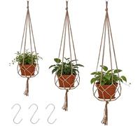 Macetero Colgante De Macramé, 3 Cuerdas Para Colgar Con 3 Ganchos De Cuerda De Cáñamo, 60 Cm, 80 Cm, 90 Cm, Para Balcón Y Salón（No incluye maceta）