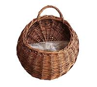 Macetero colgante de pared, cesta de mimbre hecha a mano, cesta de mimbre de ratán hecho a mano, colgador para macetas, decoración de jardín, interior y exterior, maceta de ratán grande (marrón, A)