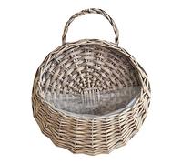 Macetero colgante de pared, cesta de mimbre hecha a mano, cesta de mimbre de ratán hecho a mano, colgador para macetas, decoración de jardín, interior y exterior, maceta de ratán grande (gris, A)