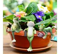 Macetero colgante de ranas, figuras decorativas, 3 unidades, ranas, animales, estatua de resina, decoración de jardín, rana, verde, rana, maceta, figuras, balcón, decoración para jardín, balcón
