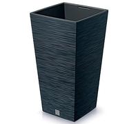 Macetero color antracita, con depósito, colección FURU, de 39,5 x 39,5 x 75,5 cm, capacidad de 37 L.