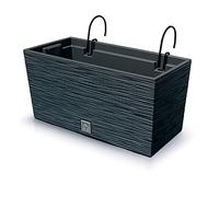 Macetero color antracita, con depósito y ganchos para colgar, colección FURU, de 39,5 x 18,5 x 19,5 cm, capacidad de 8 L.