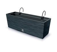 Macetero color antracita, con depósito y ganchos para colgar, colección FURU, de 58 x 18 x 19,5 cm, capacidad de 12 L.