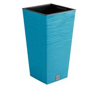 Macetero color azul escandinavo, con depósito, colección FURU, de 29,5 x 29,5 x 55 cm, capacidad de 14 L.