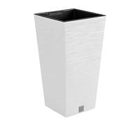 Macetero color blanco, con depósito, colección FURU, de 24 x 24 x 45 cm, capacidad de 7,5 L.
