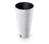 Macetero color blanco, con depósito, colección FURU, de 25 x 25 x 48 cm, capacidad de 7,5 L.