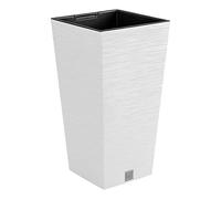Macetero color blanco, con depósito, colección FURU, de 29,5 x 29,5 x 55 cm, capacidad de 14 L.