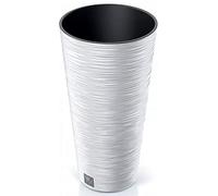 Macetero color blanco, con depósito, colección FURU, de 30 x 30 x 57,5 cm, capacidad de 15 L.