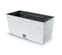 Macetero color blanco, con depósito, colección FURU, de 39,5 x 18,5 x 19,5 cm, capacidad de 8 L.