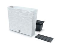 Macetero color blanco, con depósito, colección FURU, de 58 x 18 x 49,8 cm, capacidad de 12 L.