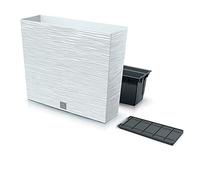 Macetero color blanco, con depósito, colección FURU, de 58 x 18 x 49,8 cm, capacidad de 12 L.