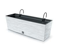 Macetero color blanco, con depósito y ganchos para colgar, colección FURU, de 58 x 18 x 19,5 cm, capacidad de 12 L.