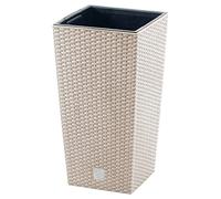 Macetero color blanco roto,con depósito , colección RATO SQUARE ECO de 29 x 29 x 55 cm, capacidad de 14 L.