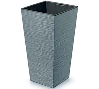 Macetero color cemento, con depósito, colección FURU, de 39,5 x 39,5 x 75,5 cm, capacidad de 37 L.