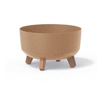 Macetero Color Ocre, con Patas Desmontables, Redondo, colección Gracia de 28,5 x 28,5 x 17,7 cm, Capacidad de 6,8 L.