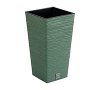 Macetero Color Verde Tierra, con depósito, colección Furu, de 20 x 20 x 38 cm, Capacidad de 5 L.