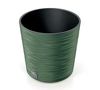 Macetero color verde tierra, con depósito, colección FURU, de 25 x 25 x 24,7 cm, capacidad de 7,5 L.