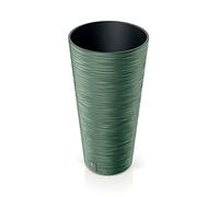 Macetero Color Verde Tierra, con depósito, colección Furu, de 25 x 25 x 48 cm, Capacidad de 7,5 L.