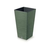 Macetero Color Verde Tierra, con depósito, colección Furu, de 26,5 x 26,5 x 50 cm, Capacidad de 11 L.