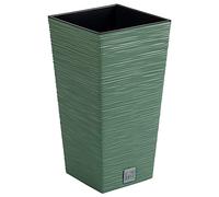 Macetero color verde tierra, con depósito, colección FURU, de 39,5 x 39,5 x 75,5 cm, capacidad de 37 L.