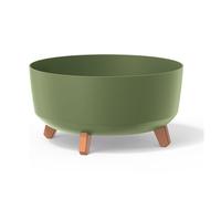 Prosperplast Macetero Color Verde Tierra, con Patas Desmontables, Redondo, colección Gracia de 38 x 38 x 19,5 cm, Capacidad de 14,3 L.