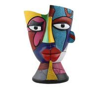 Macetero Con Cara Abstracta - Jarrón Decorativo De 19,7x13,5 Cm, Material De Resina, Contenedor De Flores Pintado A Mano Con Diseño Artístico De Cara Humana | Soporte Para Plantas De Interior Y Exteri