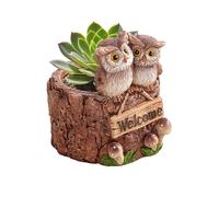 Macetero Con Cara Sonriente - Macetero Pequeño Rústico De 5,20 Pulgadas | Plantar De Búho De Resina, Maceta Decorativa De Cactus Con Almacenamiento Para Llaves, Bolígrafos, Joyas, Ideal Para Decoració