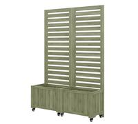 Macetero con enrejado, 2 jardineras grandes y 2 enrejados de jardín como soporte para trepadoras, 102,5x32x152,5 cm, Verde