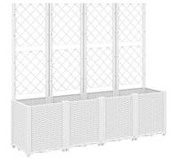 Macetero con enrejado, color blanco, 160 x 40 x 140 cm, maceta grande de polipropileno (polipropileno) para jardín, balcón y terraza, duradera y resistente a la intemperie