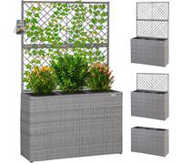 CASARIA® Macetero Exterior con 3 Macetas Internas Extraíbles con Drenaje de Agua Jardinera Poliratán con Enrejado 146x83x30,5cm Gris