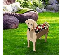 Macetero con forma de perro labrador, macetero de jardín, lindo animal perro, macetas hechas a mano con forma de animal, macetero para plantas, flores, cactus para interior y exterior, color blanco