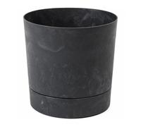 Macetero con platillo Integrado, Ancho 17,5 cm, 2,5 l, Maceta Negra con Efecto hormigón, para Interior y Exterior, Resistente a la Intemperie y fácil de Limpiar
