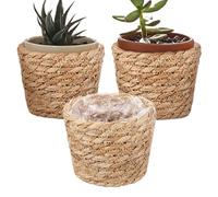 Macetero De Cesta - 3 Piezas A Prueba De Fugas con Forro Impermeable, Macetero Exterior para Patio Porche Exhibición, Plantación Centro De Mesa Suelos Escritorios Estantes Decor (Juego De 3)