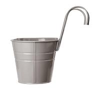 Macetero de Cubo de Hierro de Metal,Maceta de Barandilla de Balcón con Gancho Desmontable,Maceta Colgante,Valla de Barandilla Ovalada Macetas de Balcón de Jardín,Soporte de Flores de(3 piezas gris)