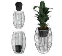 Macetero de gaviones ovalado KADAX de acero galvanizado 62 cm