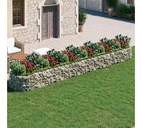 Macetero de hierro galvanizado (600 x 100 x 50 cm) | Inoxidable, resistente a la intemperie, estable, rellenable con piedras o grava, para jardín y terraza