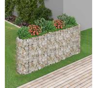 Macetero de hierro galvanizado de 260 x 50 x 100 cm | Inoxidable, resistente a la intemperie, estable, rellenable con piedras o grava, para jardín y terraza