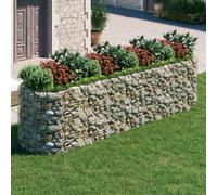 Macetero de hierro galvanizado de 400 x 100 x 100 cm | Construcción robusta y rellenable con piedras para patio y jardín