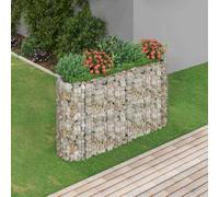Macetero de hierro galvanizado para jardín (190 x 50 x 100 cm) | Inoxidable, resistente a la intemperie, rellenable con piedras, vista de terraza, construcción estable